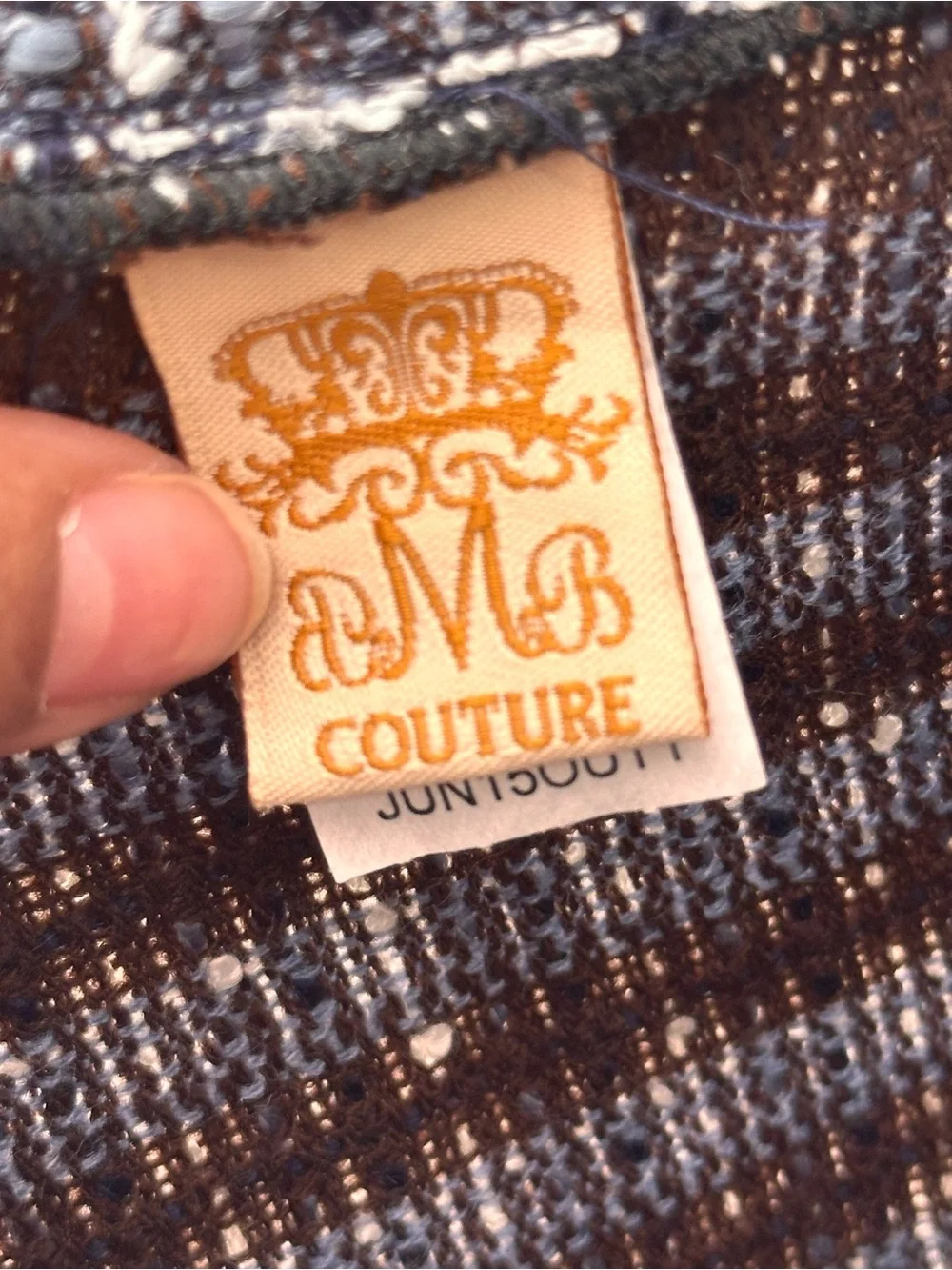Vintage Mia Belle Baby Couture Black Brown Tweed Cape Coral Trim Gold Accents